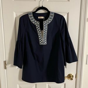 TORY BURCH NAVY BLUE ARIANA TUNIC